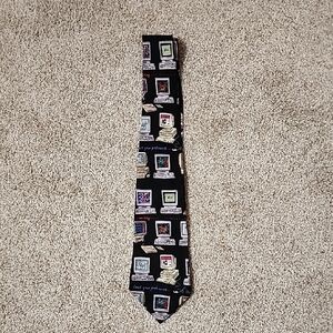 Nicole Miller Retro Computer Print Silk Tie